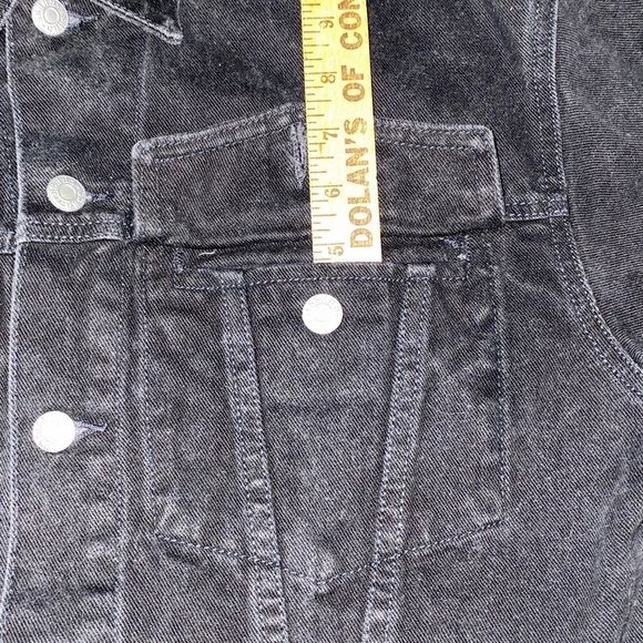 GUESS JEANS jacket black button up 2 chest pockets button cuffs vintage size M - Picture 10 of 13